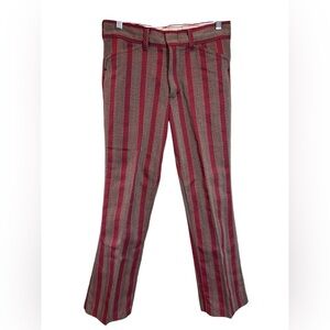 Vintage Sears Youth Boy Husky Sz 14 Trouser/Pant Flared Texture Burgundy Stripe